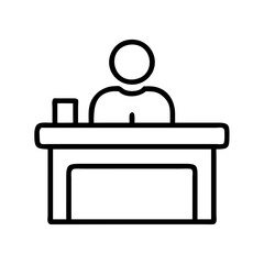 reception desk icon, reception desk line art - simple line art of reception desk, perfect for reception desk logos and icons