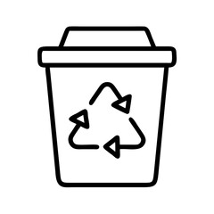 recycling bin icon, recycling bin line art - simple line art of recycling bin, perfect for recycling bin logos and icons