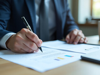 A Business Professional Reviews Iso Certification Closely, Examining Documents With A Magnifying Glass For Compliance And Thorough Quality Assurance. 00002