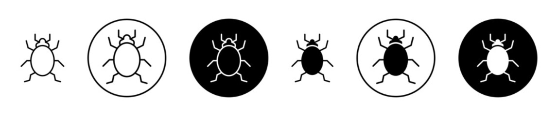 Bedbug icons set in black filled and stroke line style
