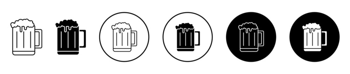 Beer Icons vectors. black solid and liner versions