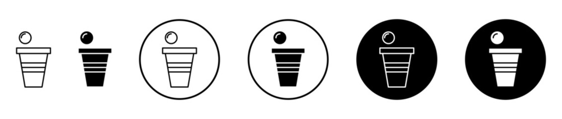 Beer pong icons set in black filled and stroke line style
