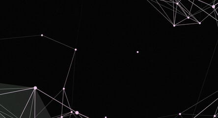 Abstract network connections with a dark background and pink nodes minimalist design
