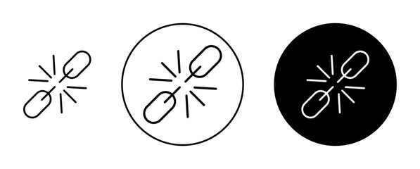 Broken link icons set in black filled and stroke line style © Ranveer