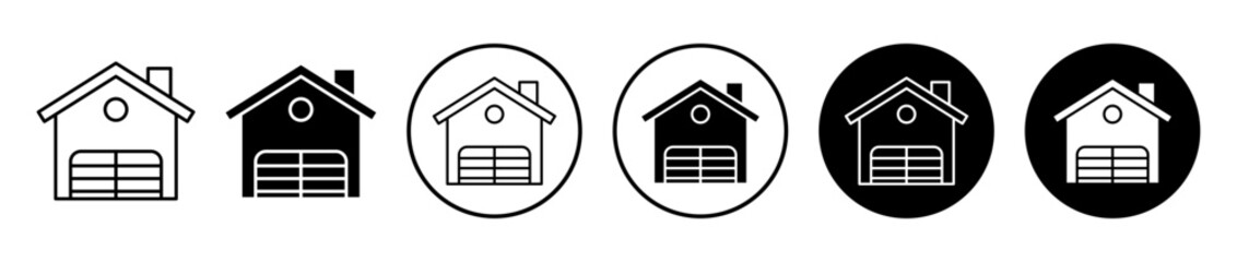 Chalet icons set in black filled and stroke line style