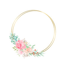 Watercolor flower frame for design.