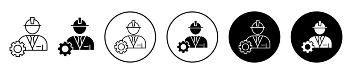 Civil Engineer icons set in black filled and stroke line style