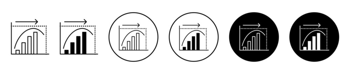 Diminishing returns icons set in black filled and stroke line style