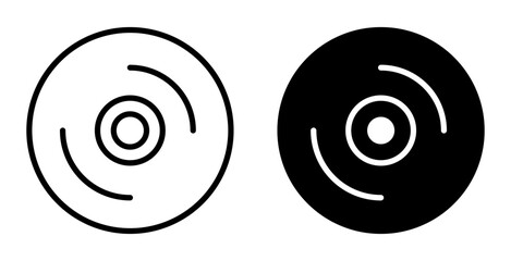 Dvd icons set in black filled and stroke line style