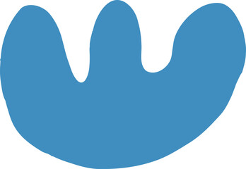 An abstract image featuring a blue organic blob shape. Modern aesthetic design element.