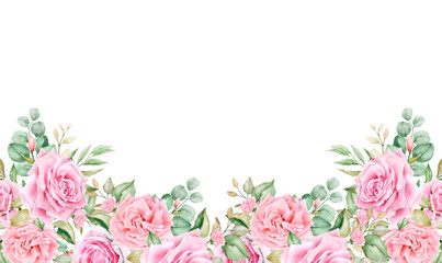 Watercolor flower frame background.