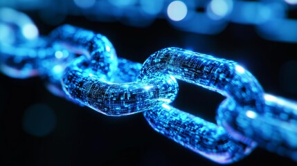 Digital representation of blockchain transactions with glowing lines, highly detailed, futuristic and advanced, dynamic and vibrant, technological and powerful atmosphere