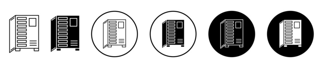 Infrared heat cabin icons set in black filled and stroke line style