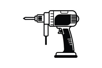 Drill silhouette vector illustration, power tool  
