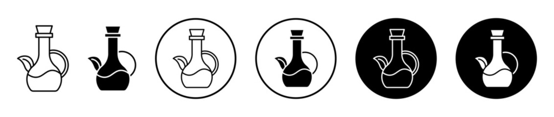 Massage oil icons set in black filled and stroke line style
