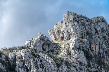 Fototapeta premium Detail of rock formations in the Bovilla Mountains, Albania