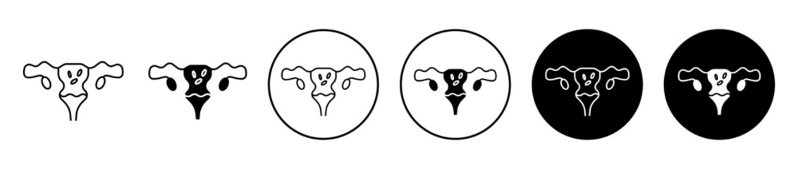 Pelvic inflammatory disease icons set in black filled and stroke line style