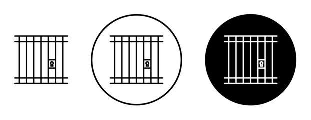 Prison icons set in black filled and stroke line style