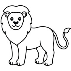 Lion Line Art Vector Illustration and Lion Outline Drawing