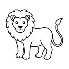 Lion Line Art Vector Illustration and Lion Outline Drawing