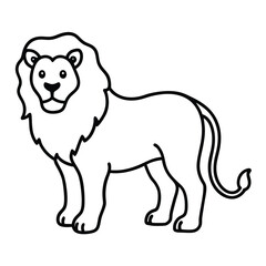 Lion Line Art Vector Illustration and Lion Outline Drawing
