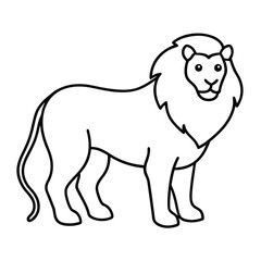 Fototapeta premium Lion Line Art Vector Illustration and Lion Outline Drawing