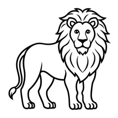 Lion Line Art Vector Illustration and Lion Outline Drawing