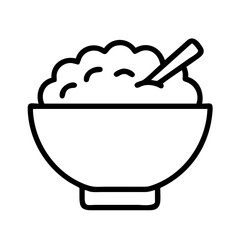 rice bowl icon, rice bowl line art - simple line art of rice bowl, perfect for rice bowl logos and icons