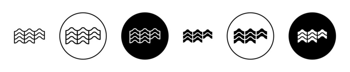 Roof tile icons set in black filled and stroke line style