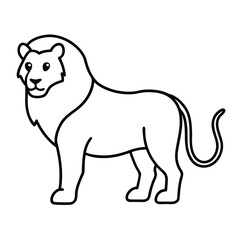 Lion Line Art Vector Illustration and Lion Outline Drawing
