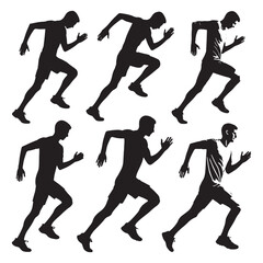 Illustrated set of running man silhouette digital art for eye-catching designs - man running vector set - man running illustrations set
