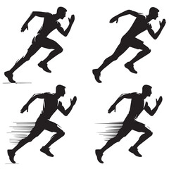 Elegant set of running man silhouette digital art for sleek and polished creations - man running vector set - man running illustrations set
