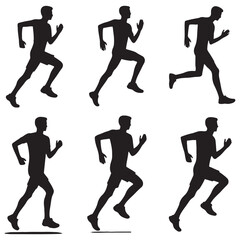Artistic collection of running man silhouette digital art for innovative graphics - man running vector set - man running illustrations set
