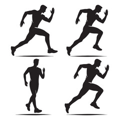 Premium set of running man silhouette digital art for luxury design and branding - man running vector set - man running illustrations set
