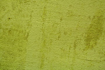 Fototapeta premium Green damaged plaster on concrete wall, old plaster needs repair. Abstract background, close-up, copy space