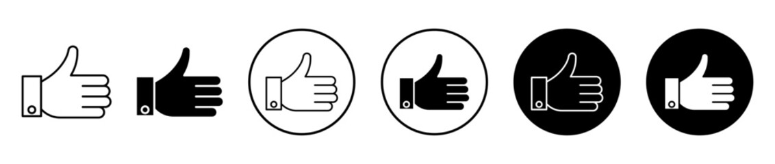 Thumb up icons set in black filled and stroke line style