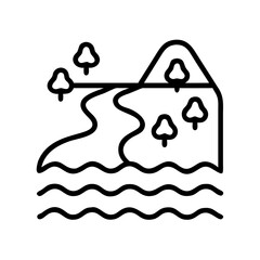 river icon, river line art - simple line art of river, perfect for river logos and icons