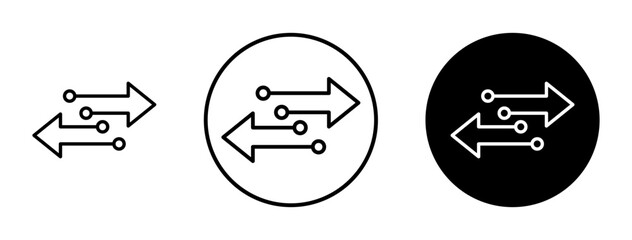 Transfer icons set in black filled and stroke line style