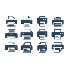 Printer vector icons set. Illustration isolated for graphic and web design.