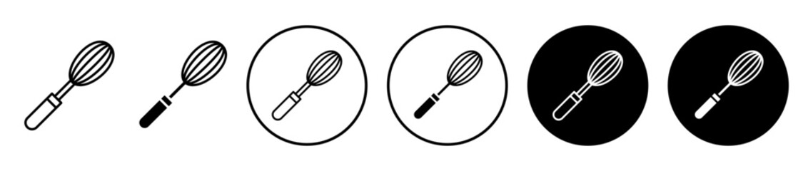 Whisk icons set in black filled and stroke line style