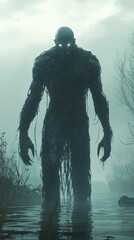 Fototapeta premium Mysterious Creature Emerging from Foggy Swamp