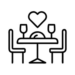 romantic dinner icon, romantic dinner line art - simple line art of romantic dinner, perfect for romantic dinner logos and icons