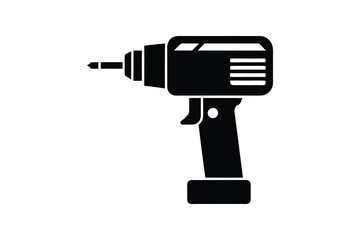 Drill silhouette vector illustration, power tool  
