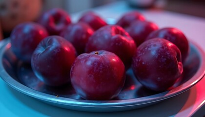 Juicy Red Apples in Metal Bowl Dramatic Lighting