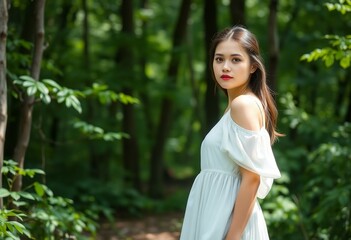 Serene forest portrait of a female person