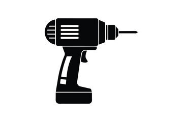 Drill silhouette vector illustration, power tool  
