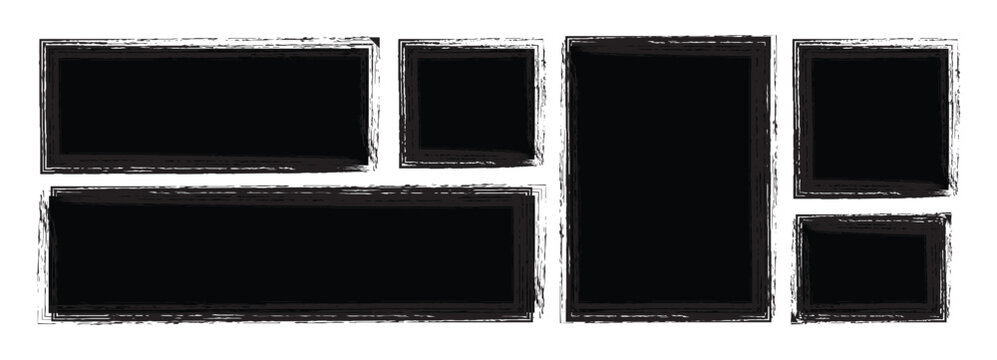 Text box frame rough grunge square paint shape element. Hand drawn crayon grunge brush rectangle text border. Vector illustration
