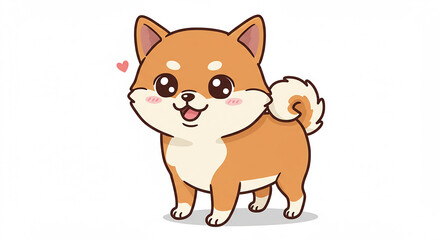 Fototapeta premium Adorable Cartoon Shiba Inu Puppy Dog Cute Anime Style Pet Illustration Happy Dog