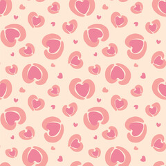 seamless pattern with pink hearts in animal style, vector illustration, abstract design for Valentin`s day, wedding, background,wrapping paper, textile,prints,decoration