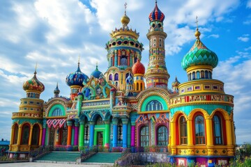 Fototapeta premium Vibrant Colorful Russian Church Architecture